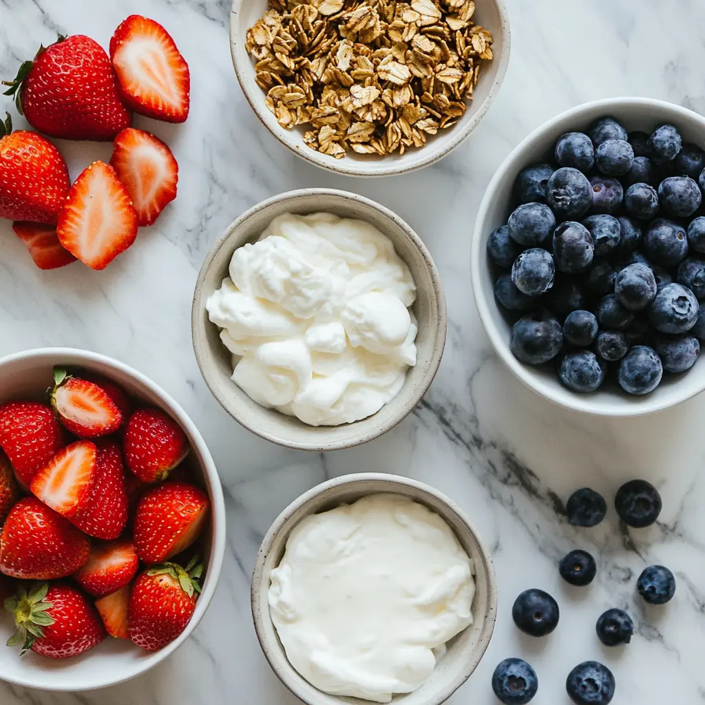 Ingredients for Frozen Yogurt Bark with Berries & Granola