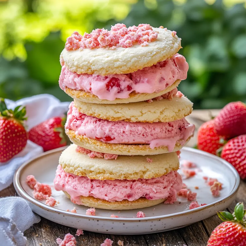 Strawberry Shortcake Ice Cream Sandwiches summer treat