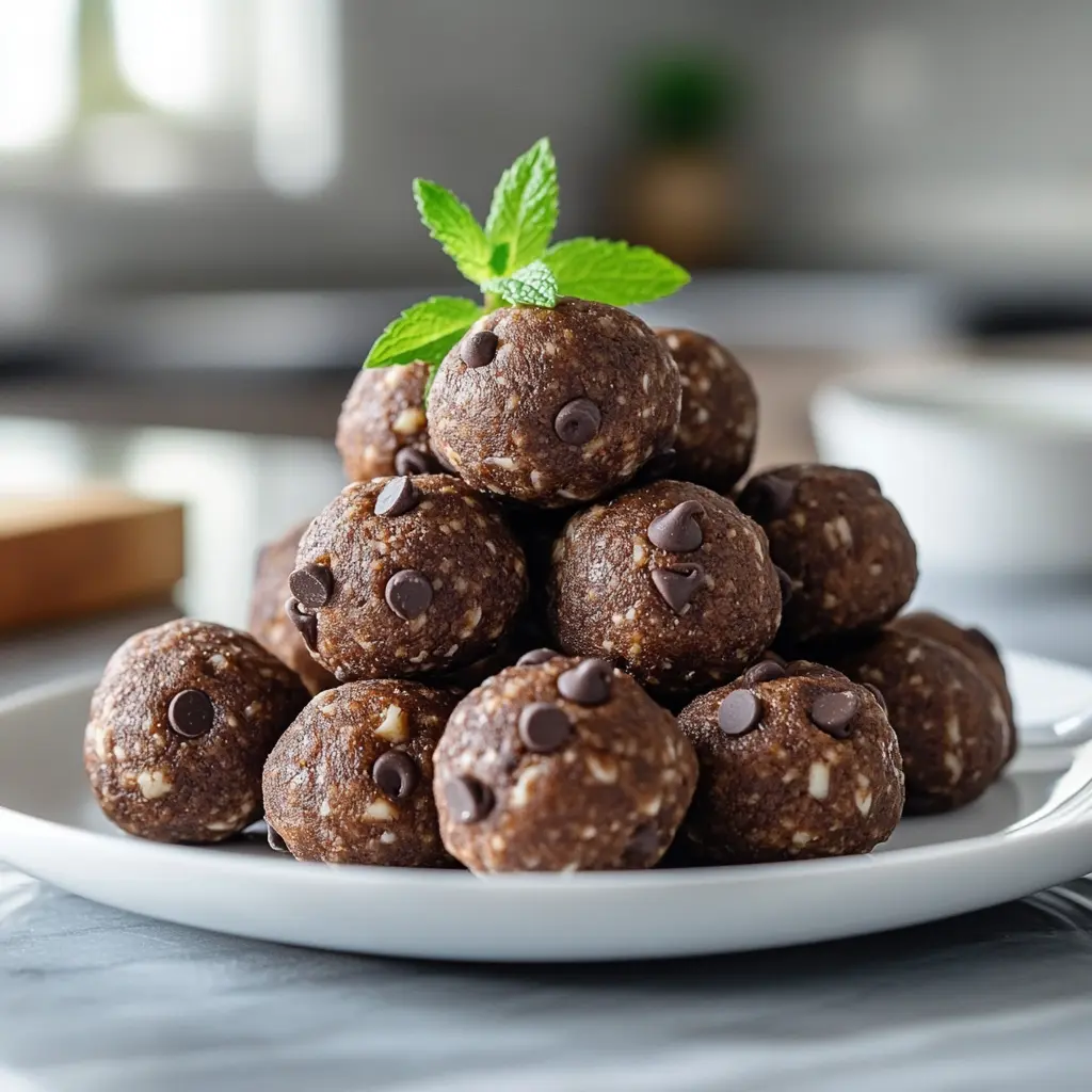 Served protein brownie balls on plate