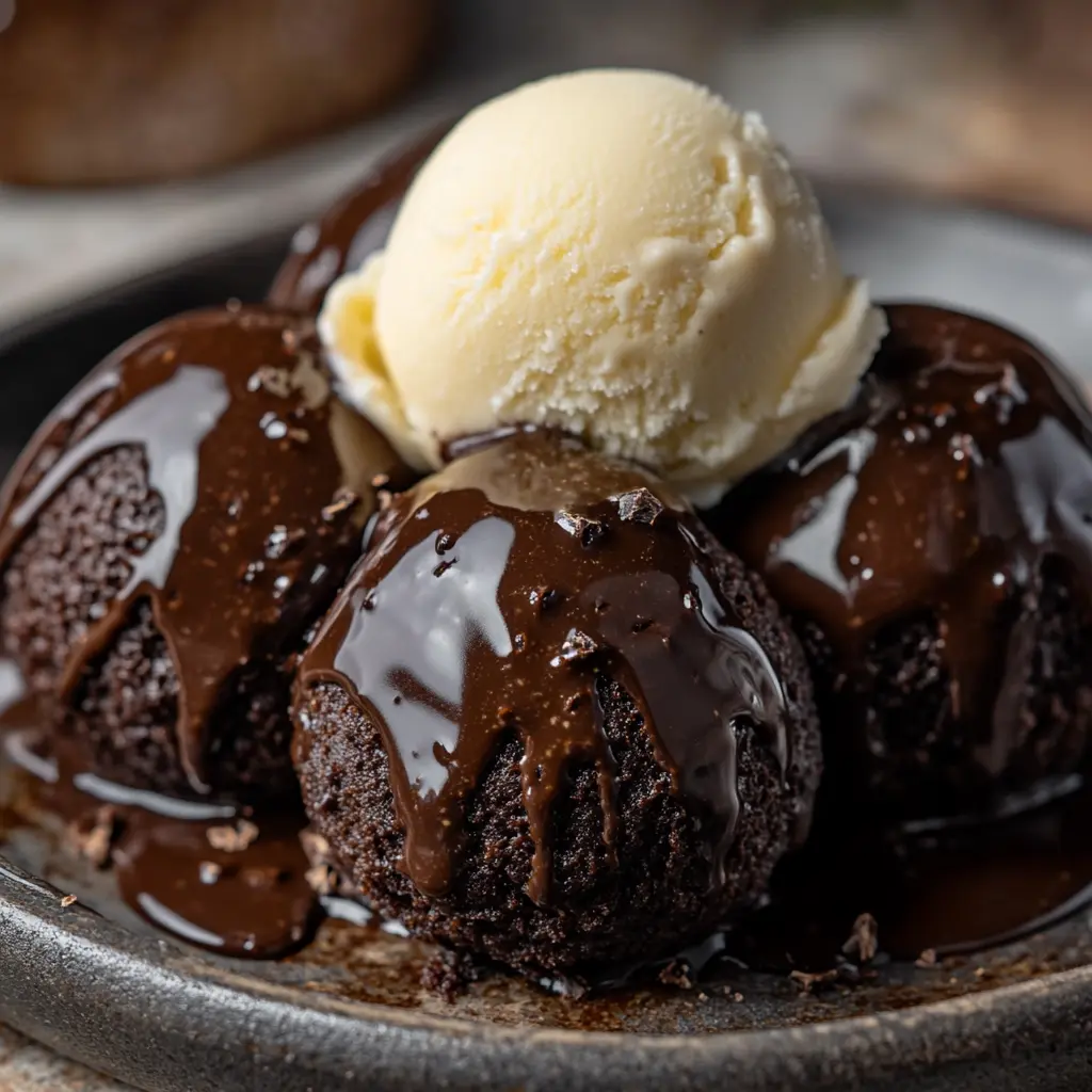 Served protein brownie balls on plate