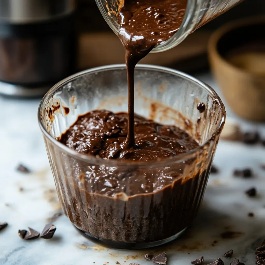 Blending brownie mixture in a high-speed blender