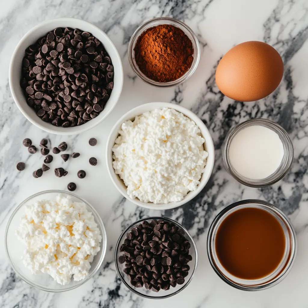 Ingredients for cottage cheese protein brownies