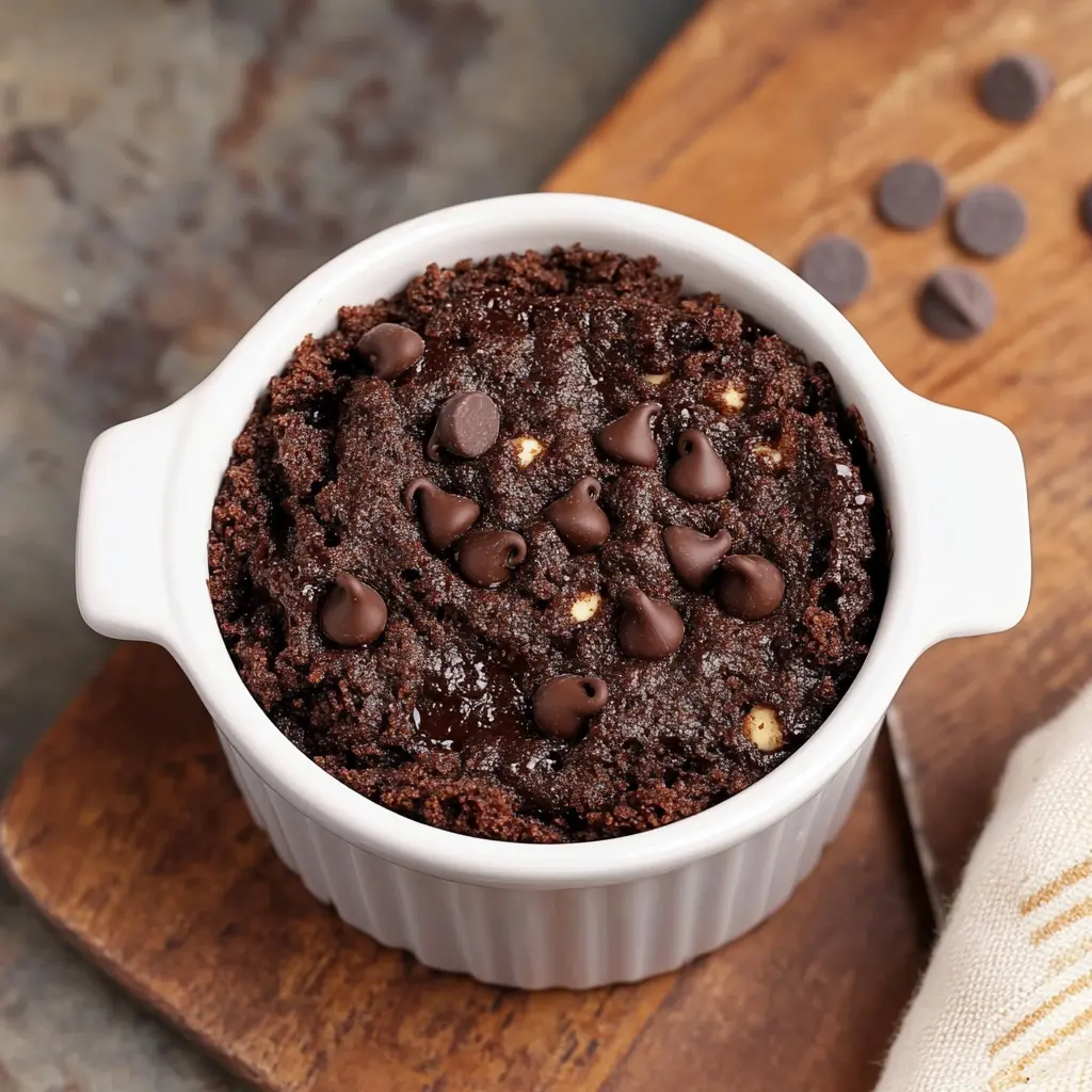 Blending ingredients for cottage cheese microwave brownie in a high-speed blender.