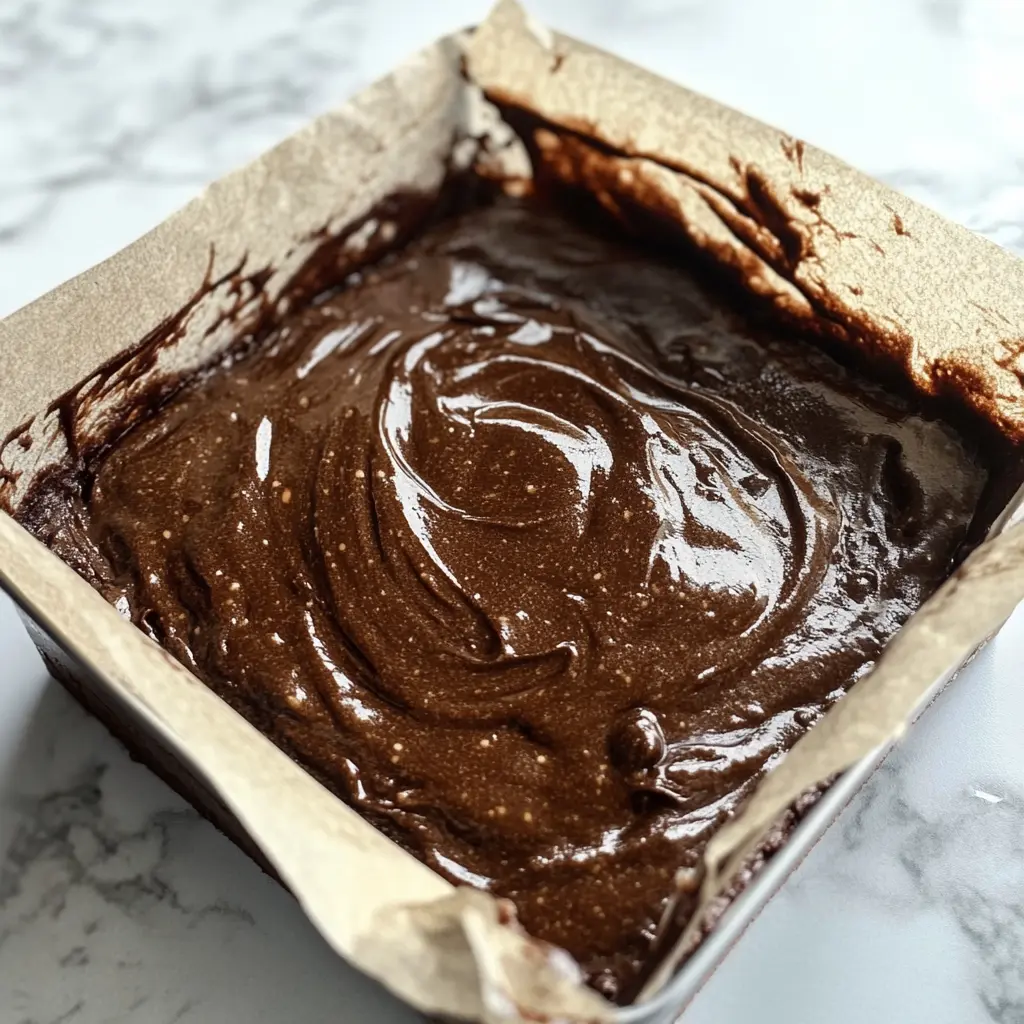 Blending brownie batter in a food processor.